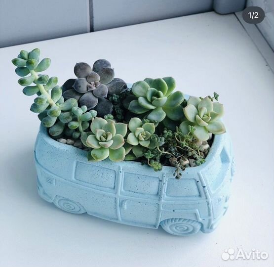 Молд силиконовая форма кашпо автобус Volkswagen