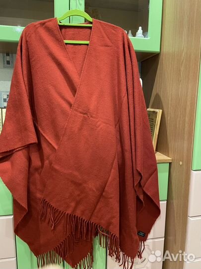 Пончо-накидка бордовая шерсть/акрил