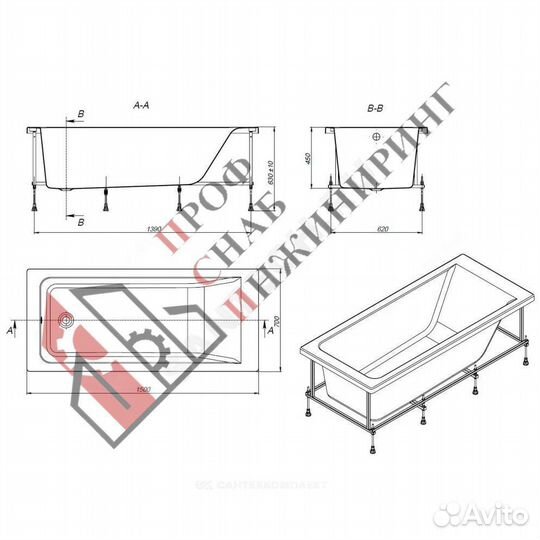 Ванна акриловая Easy 150х70см без ножек Roca ZRU93