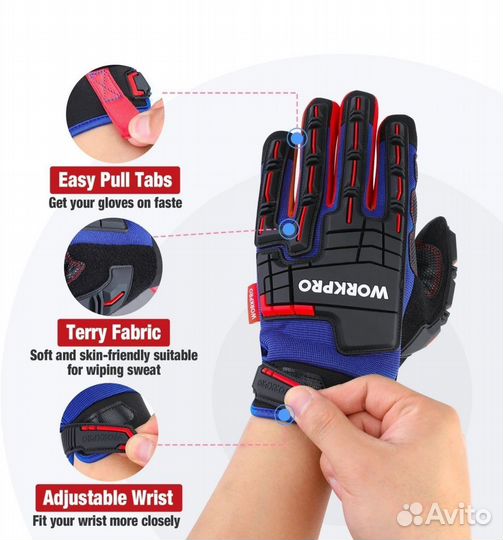 Рабочие перчатки workpro (XL), (L), (M)