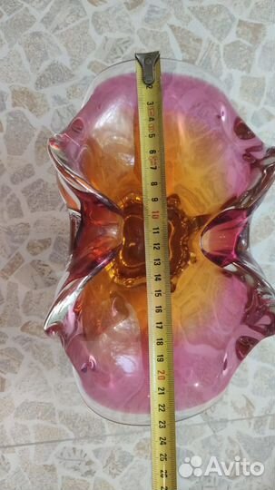 Ваза для конфет, цветное Чешское стекло