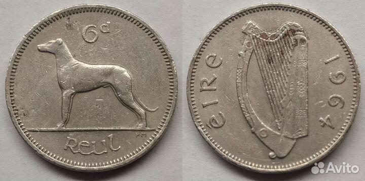 Ирландия 6 пенсов 1964 волкодав