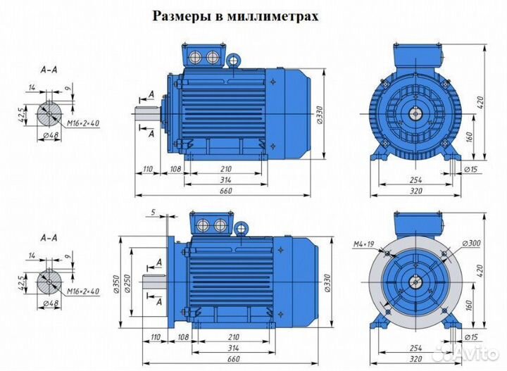 Электродвигатель аир 160М4 18.5кВт 1500об новый