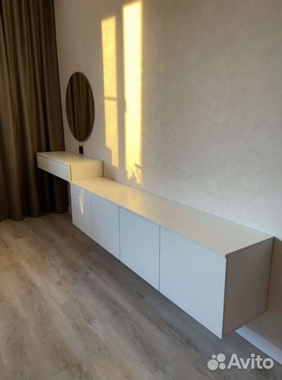 Подвесная тумба под тв и консоль белый матовый