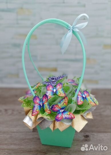 Букеты из бабочек светящиеся, со стразами