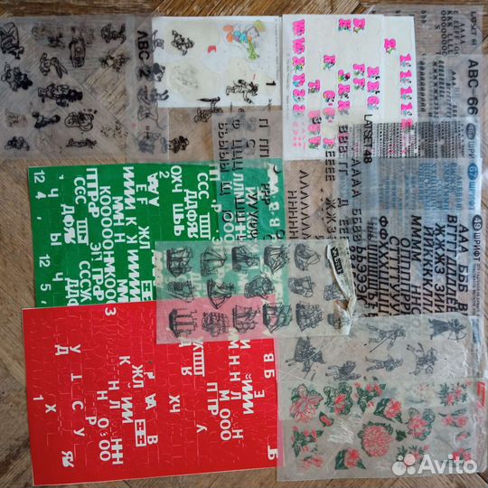 Шрифты переводные, наклейки с алфавитом