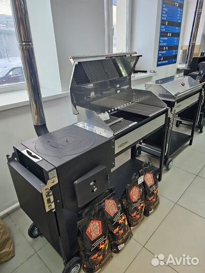 Мангал премиум с крышклй из нержавеющей стали