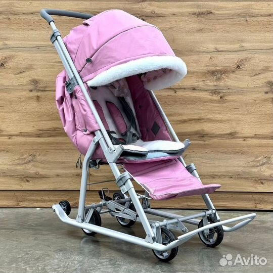 Санки-коляска Nika Ника Детям 7-5К(Пыльно розовый)