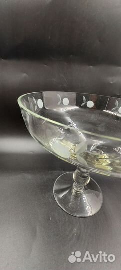 Стеклянная фруктовница СССР яблоки