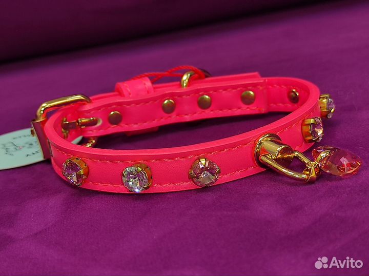 Ошейник для собак ручной работы Swarowski из кожи