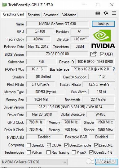 Nvidia GeForce GT 630 1GB