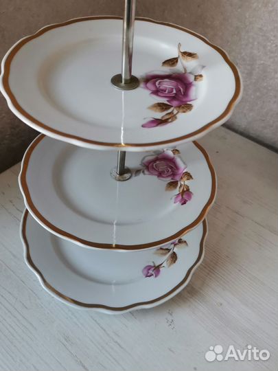 Ваза трехярусная Дулёво СССР