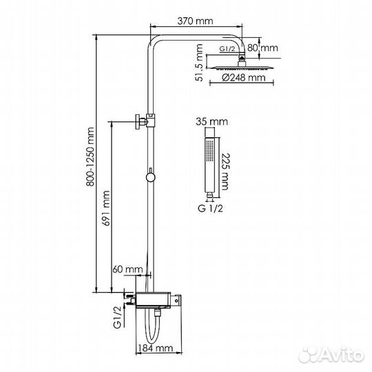 Душевая система wasserkraft A114.258.218.CB Therm