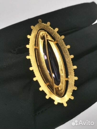 Брошь Сиреневый камень Винтаж Бижутерия СССР