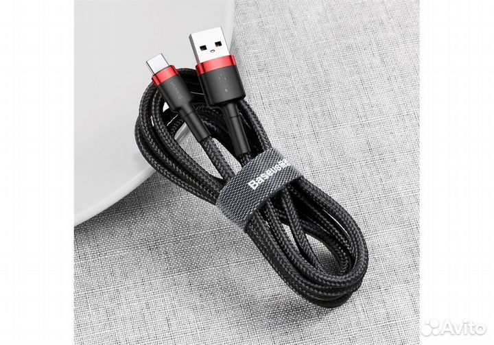 Кабель USB baseus Cafule, USB - Type-C, 3A, 1 м, к