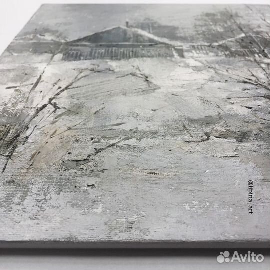 Картина масло зимний пейзаж