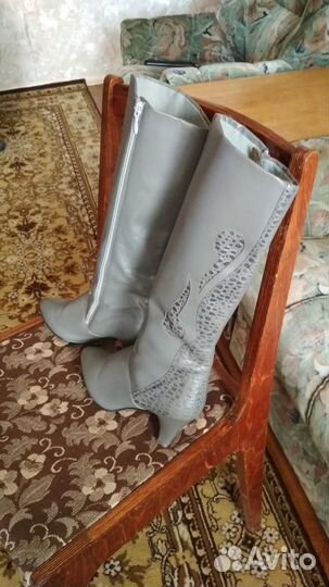 Сапоги из натур. кожи в б/у, Италия, разм.37-38