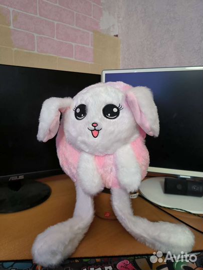 Детский плюшевый рюкзачок Зайка светящийся