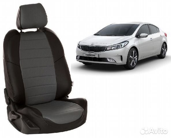 Чехлы из экокожи черный+серый на KIA Cerato с 15г