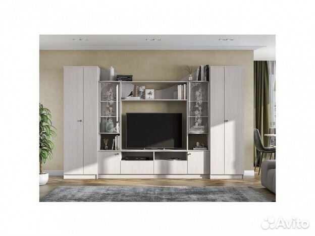 Стенка в гостиную мгс 8, ясень анкор светлый, лдсп