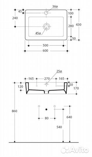 Раковина Kerasan Ego 324201 60 см