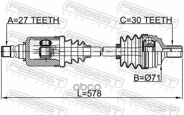 1614221FRH Привод передний правый 27x578x30 161