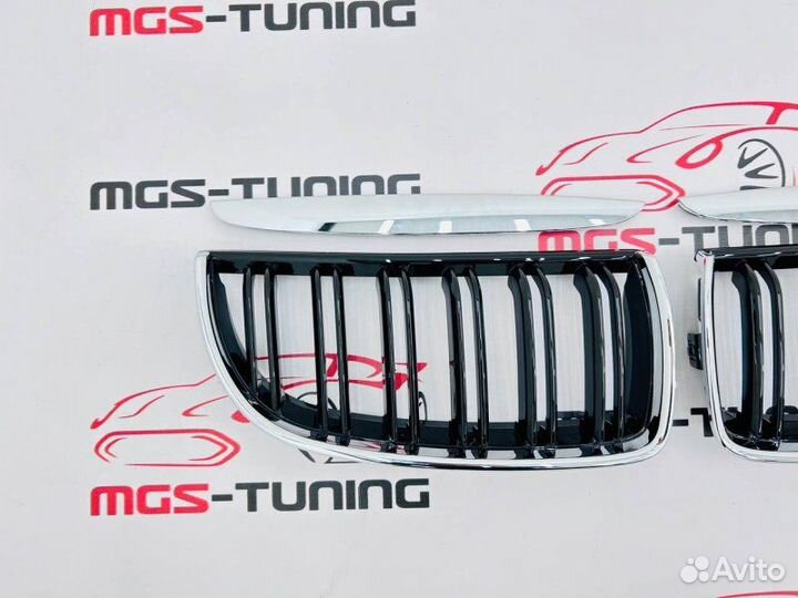 Решетка в BMW 3 е90 05-08 хром + триколор