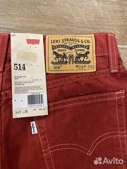 Джинсы levis 514 Оригинал Красные