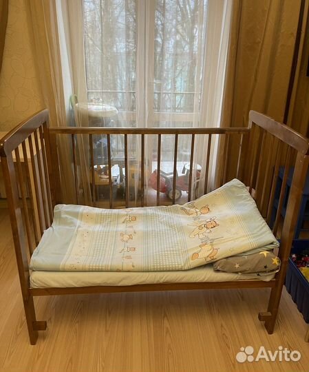 Детская кровать 120х60 с матрацем и бортиками