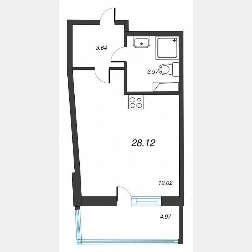 Квартира-студия, 31,6 м², 7/22 эт.