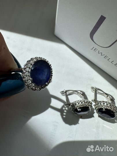 Комплект серьги+кольцо новый