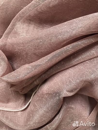 Готовый тюль лён дождик пудровый 3/4/5м