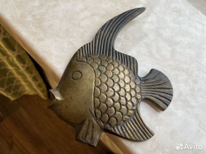 Бронзовая винтажная рыба статуэтка СССР