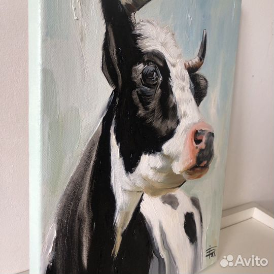 Картина корова маслом на холсте