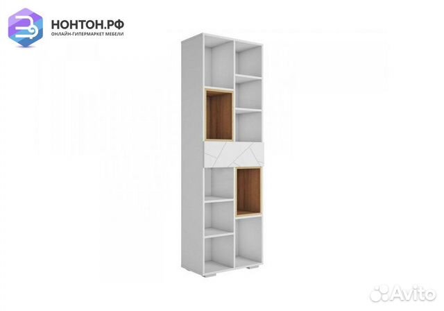 Стеллаж Гранж белый шагрень / дуб крафт золотой / матовый белый софт