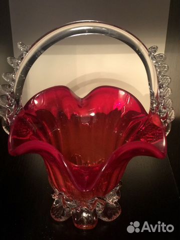 Конфетница / корзиночка красный май стекло