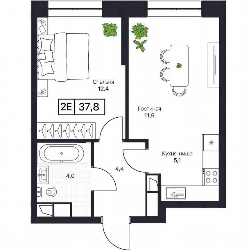 1-к. квартира, 37,8 м², 8/17 эт.