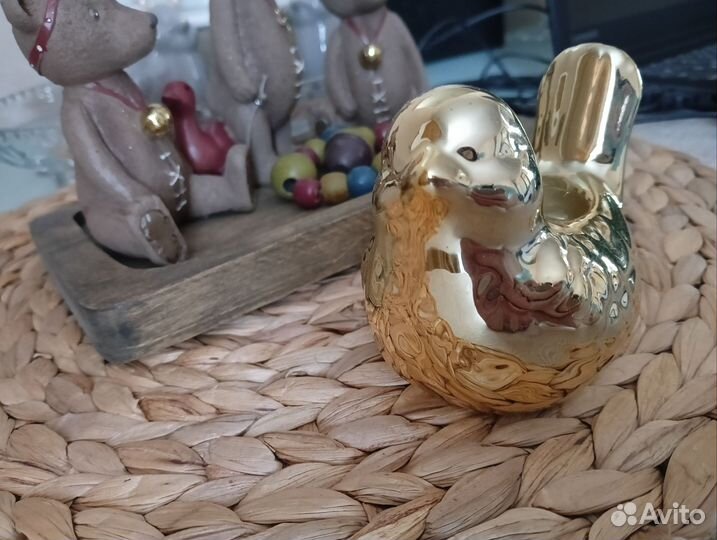 Птица фарфор Подсвечник с золотым покрытием