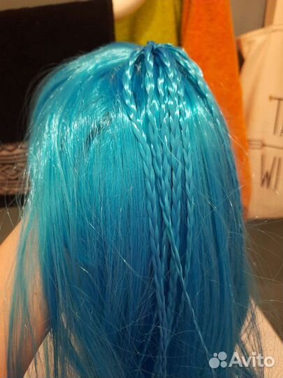 Парик Мальвина длинные синие волосы