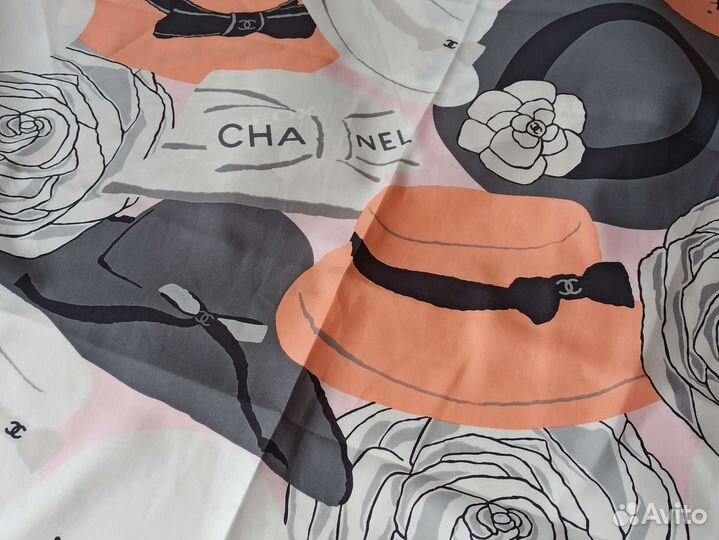Платок Шелковый Chanel розовый ручная подгибка