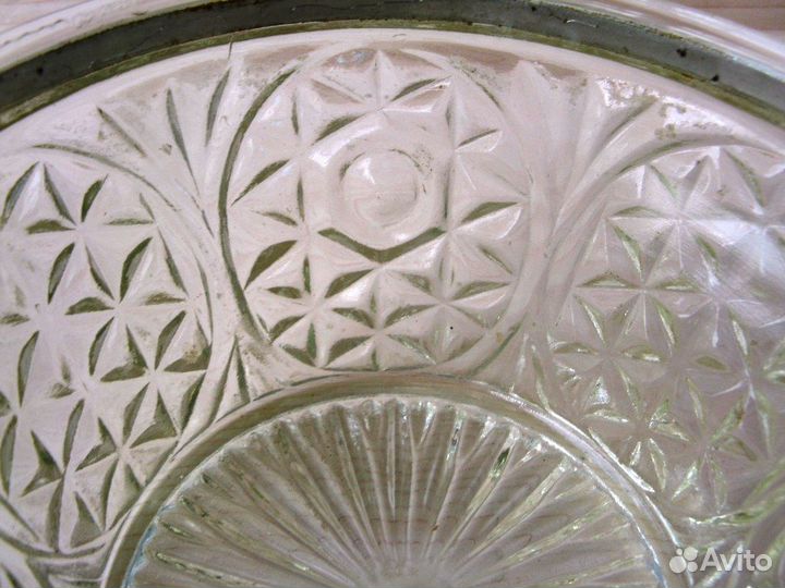 Ваза конфетница с металлической ручкой стекло СССР