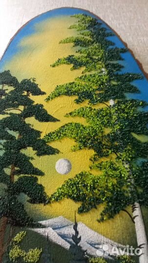 Картина на срезе дерева