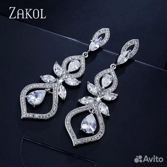 Серьги новые с фианитами