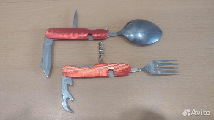 Столовый набор походный Ложка Вилка Нож штопор