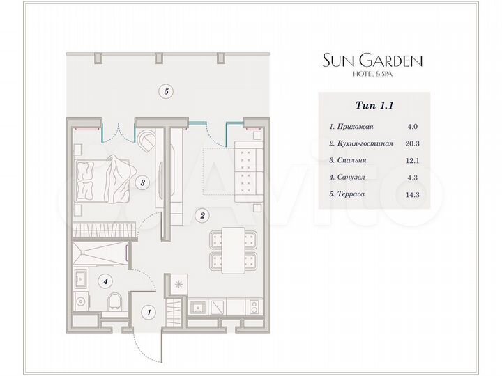 2-к. апартаменты, 53,4 м², 1/9 эт.