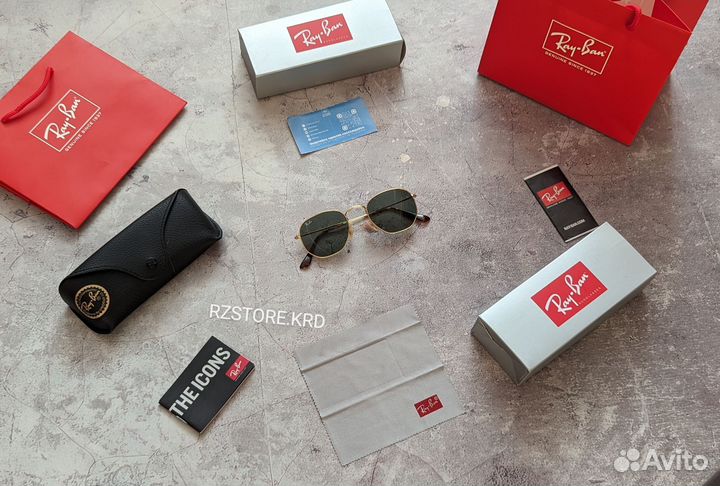 Очки Ray-Ban Hexagonal 3548 Зелёные в золоте