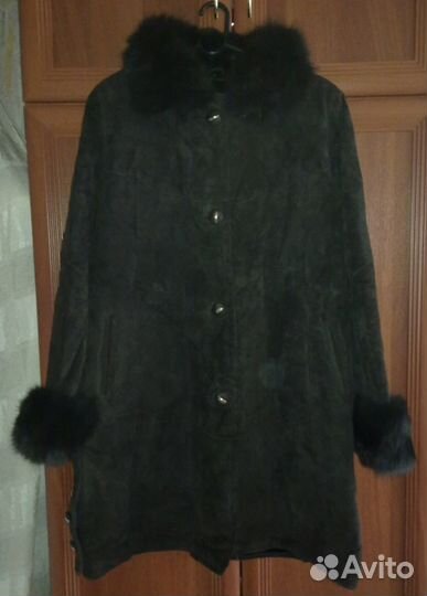 Новая дублёнка с отстёгивающимся капюшоном, Турция