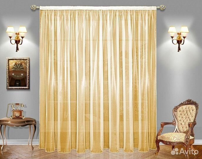 Тюль органза, 2,5м*5м золото