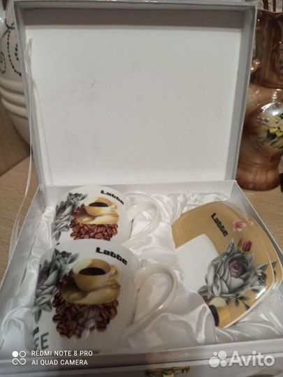 Кофейно-чайный набор фарфор, новый подарочный
