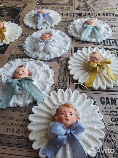 Ватные елочная игрушка.Снегурочка снежинка.Винтаж